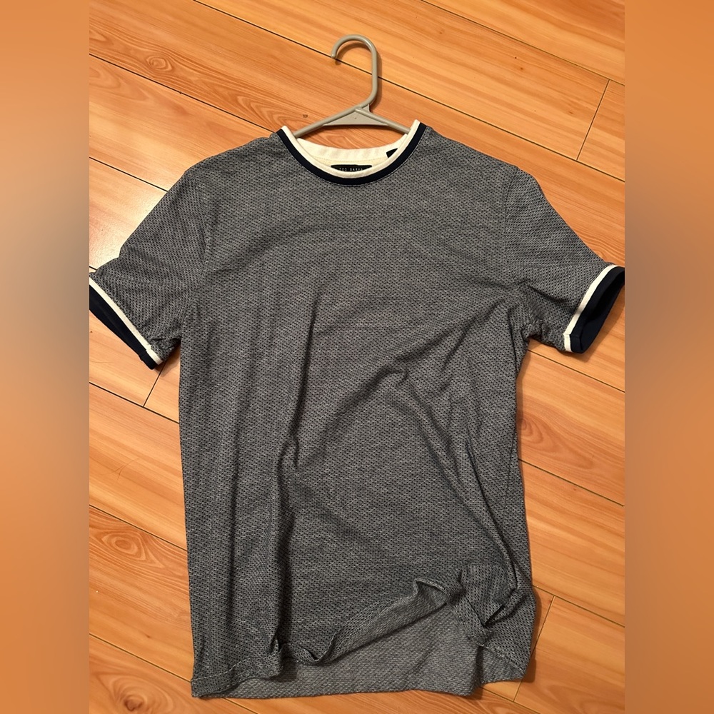 TED BAKER Blue and Black Small Pattern T-Shirt